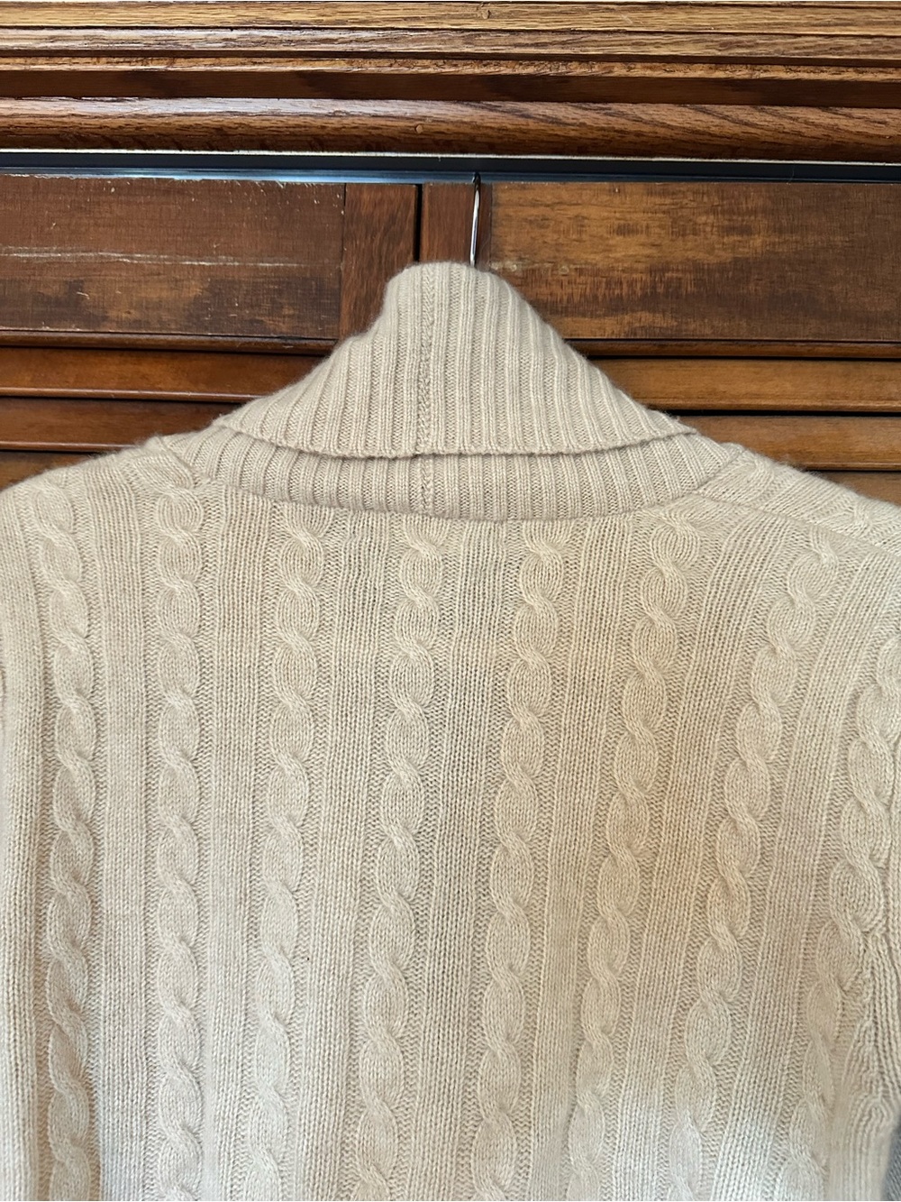 Lauren Ralph Lauren Cashmere Cream Cable Knit Cowl Sweater size medium - Picture 8 of 9